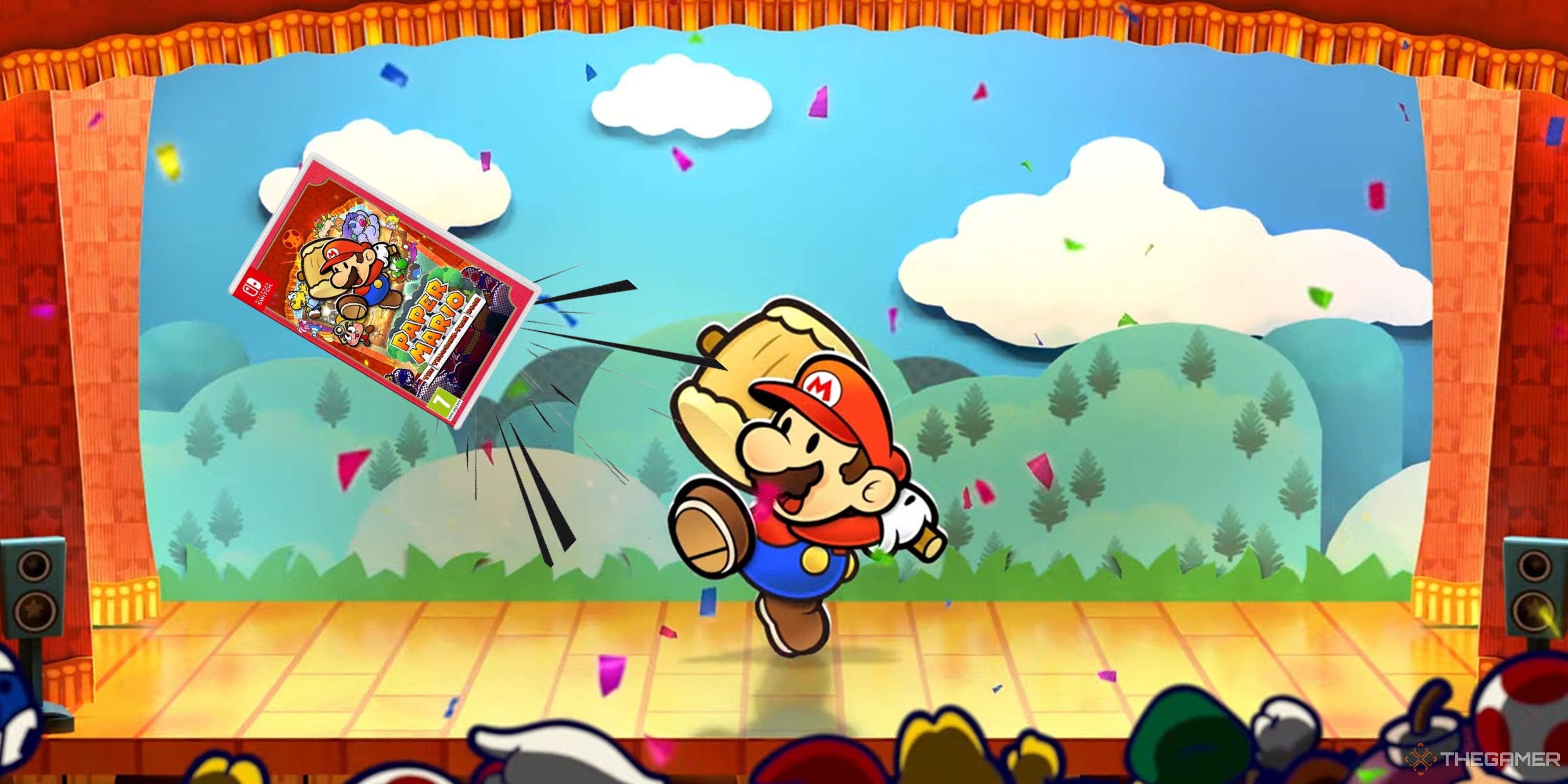 mario hitting a copy of thousand year door with a mallet