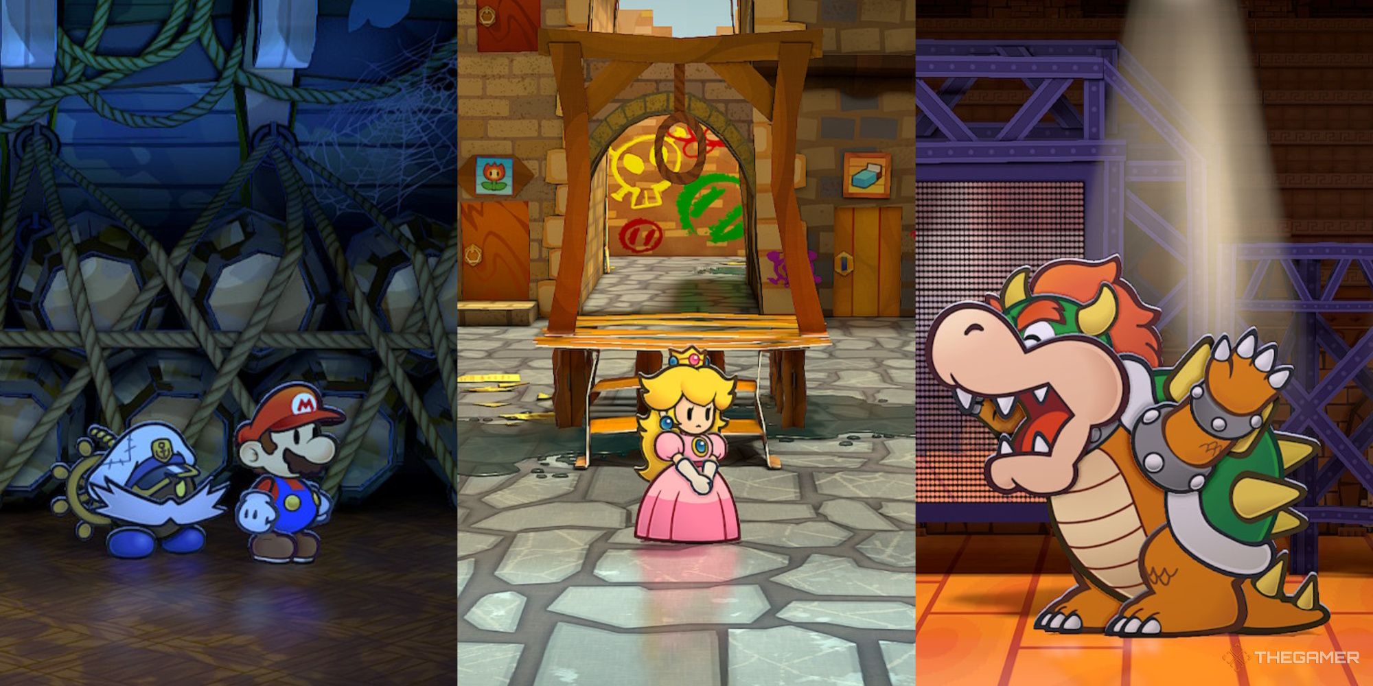 Paper Mario the thousand year door featured image with Mario and Admiral Bobbery, Princess Peach, and Bowser