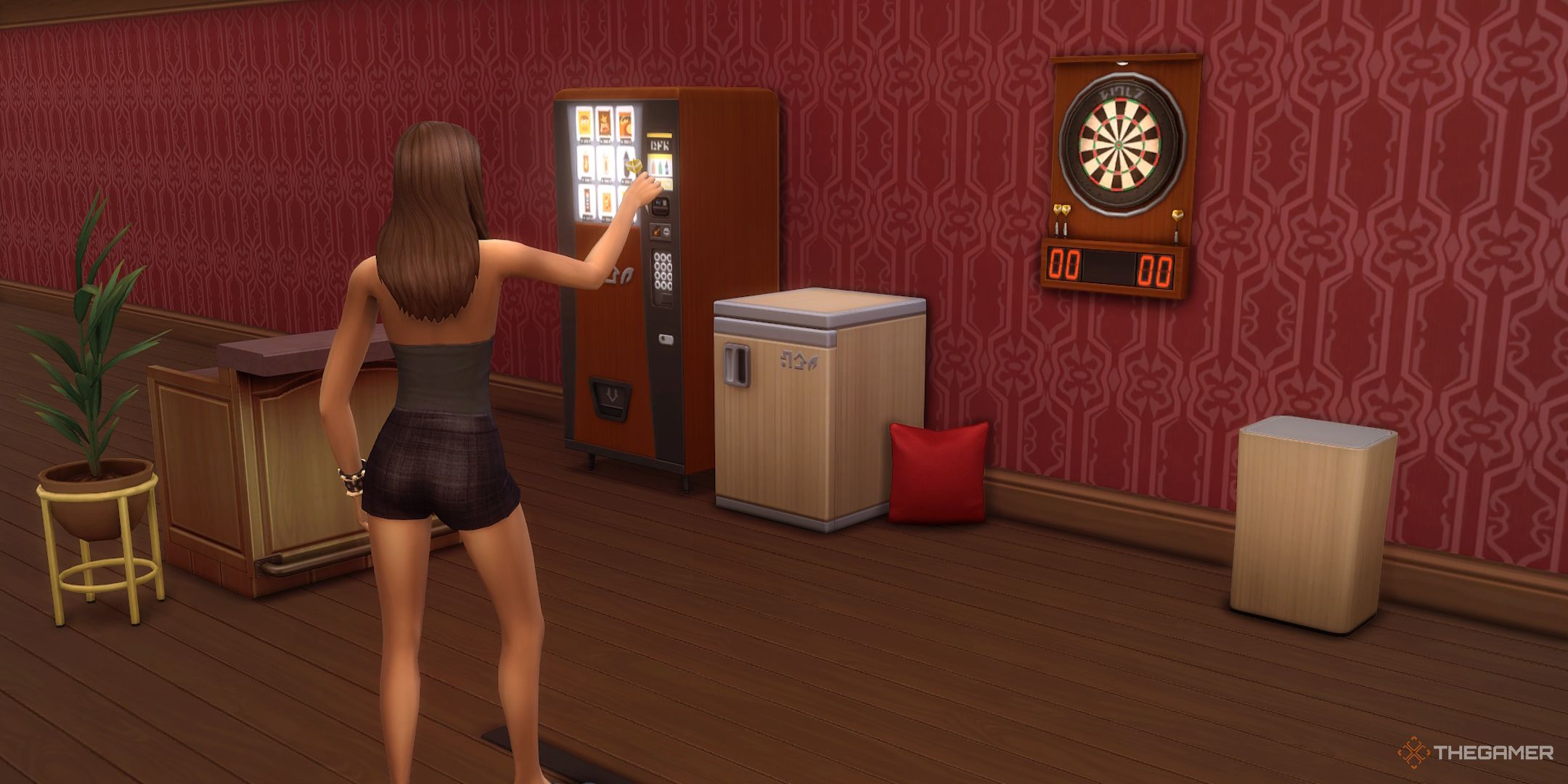 A Sim playing darts with the new daily rewards
