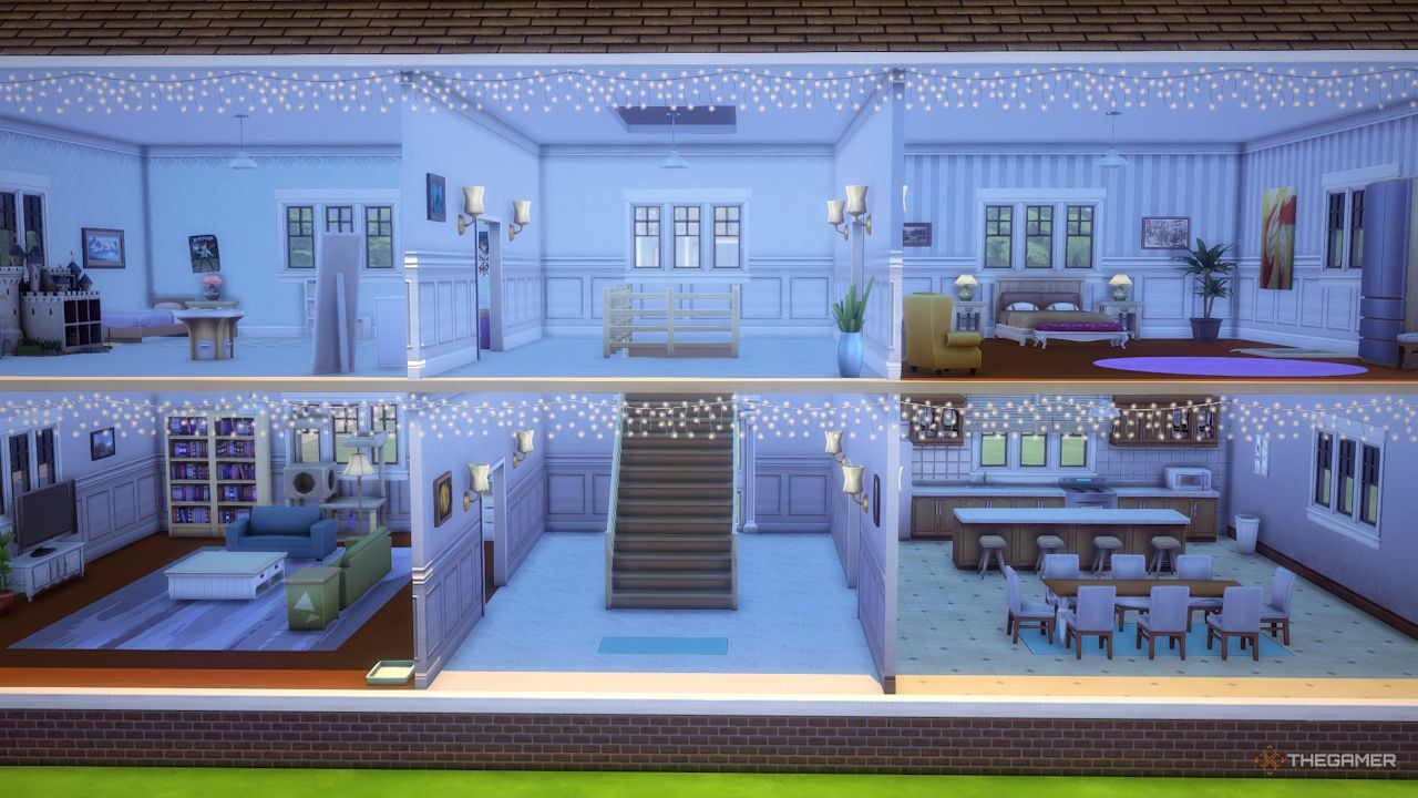 The interior of a dollhouse challenge in Sims 4