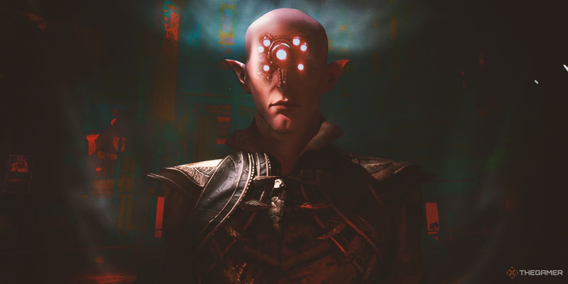 solas from dragon age with cyberpunk upgrades