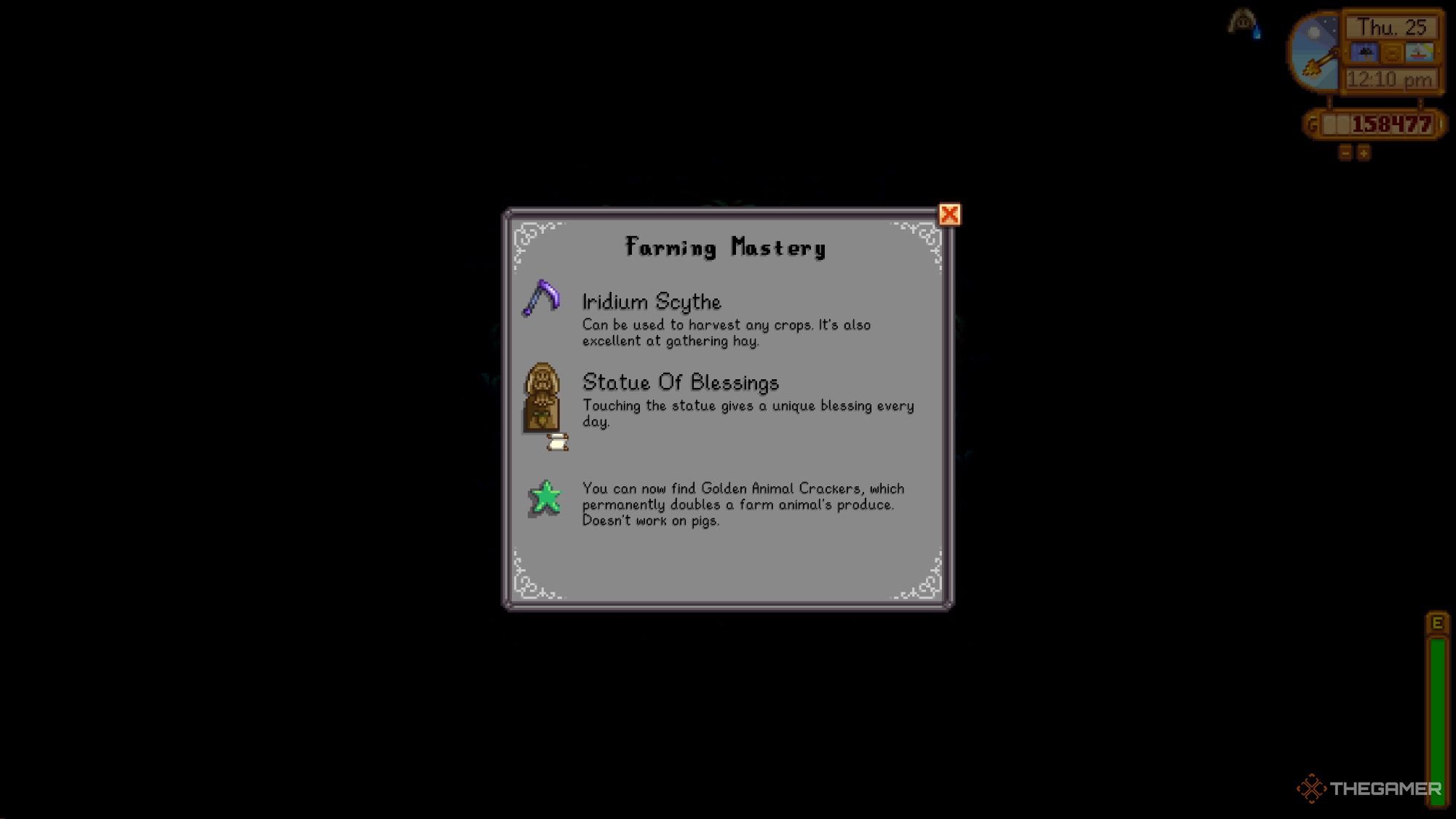 An image from Stardew Valley of the Farming Mastery Plaque