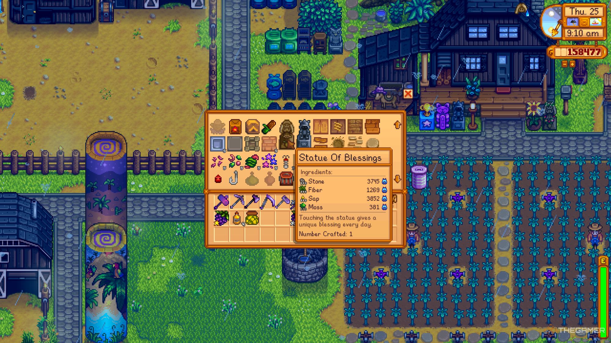 An image from Stardew Valley of the Statue Of Blessings Crafting Recipe