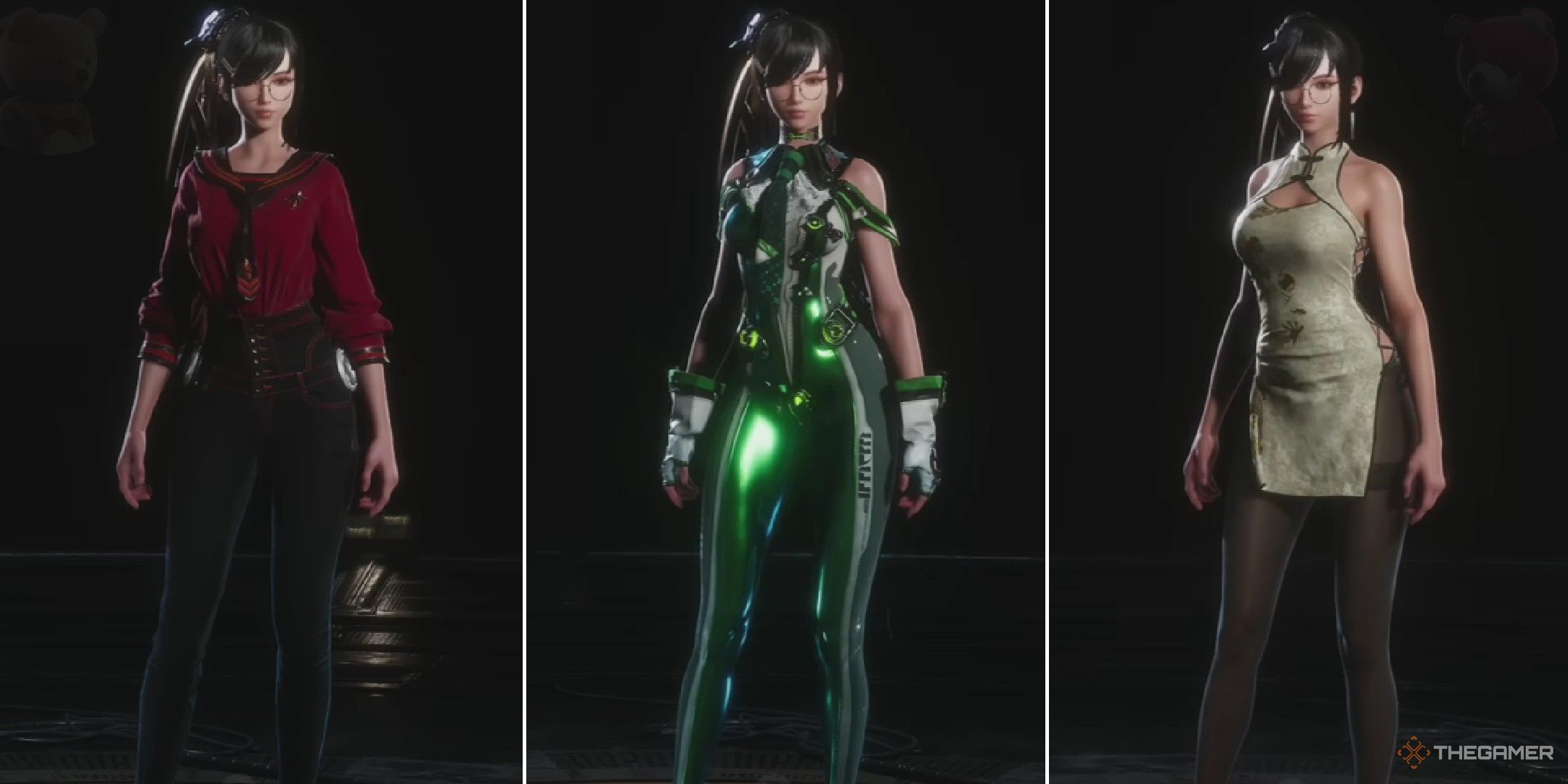 Stellar Blade data bank showing EVE in different outfits