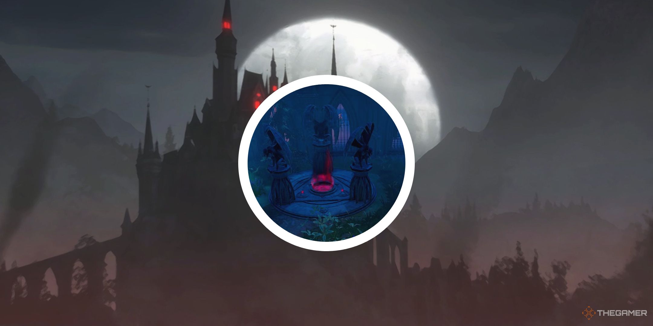 v rising image of castle cinematic with circle png of waygate