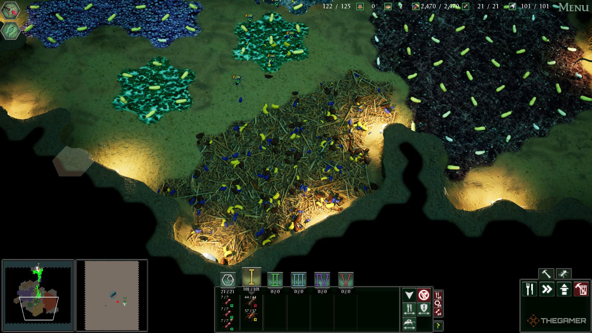 A connected hexagonal food storage tiles in Empires of the Undergrowth