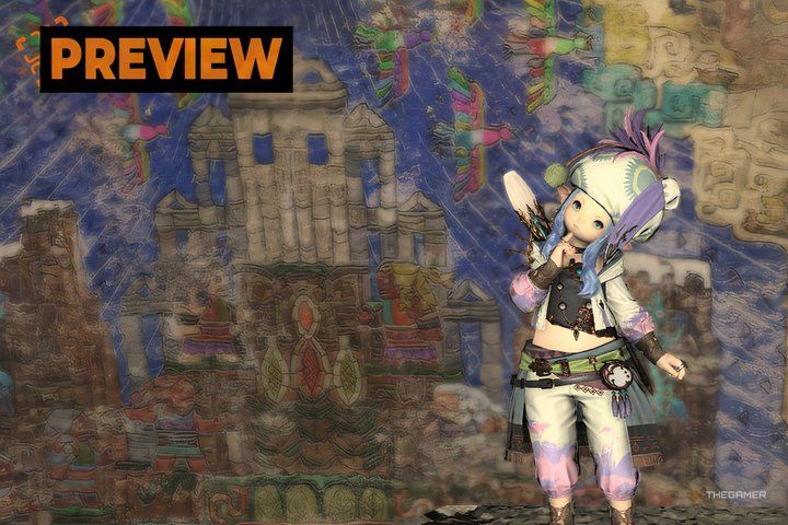 A Lalafell Pictomancer in front of a wall mural in Final Fantasy 14 thumbnail.