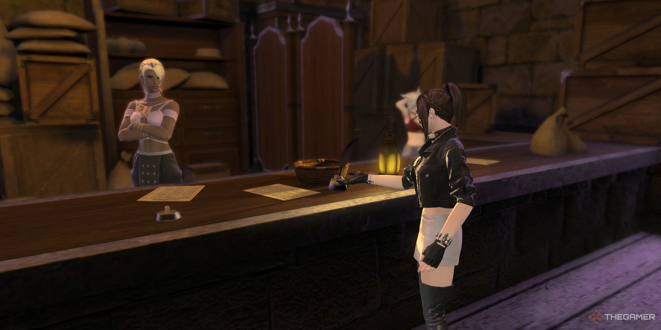 A player talking to Auriana in Final Fantasy 14.