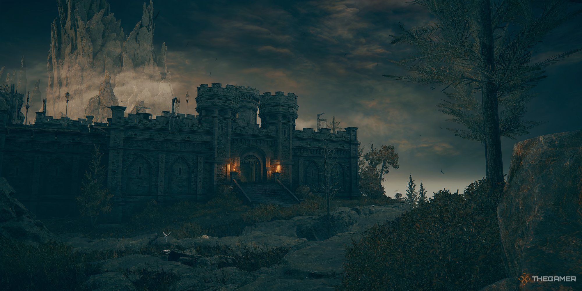 The main entrance to Fort of Warning in Elden Ring: Shadow of the Earth Tree