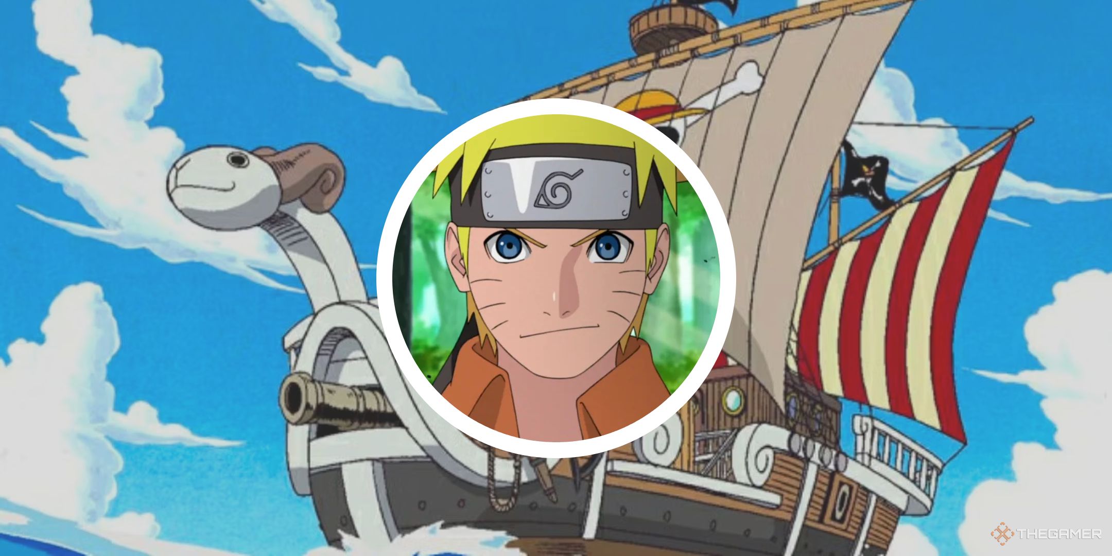 image of going merry with circle png of naruto in foreground