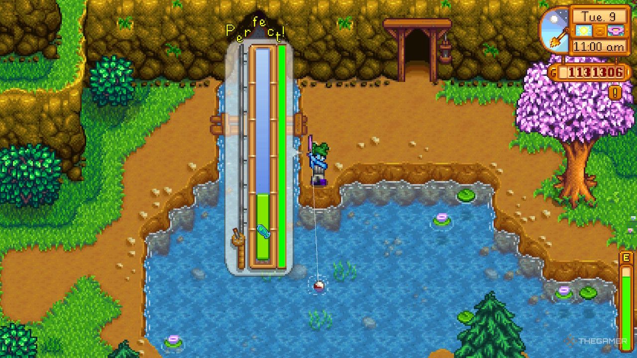 a player character fishing in stardew valley