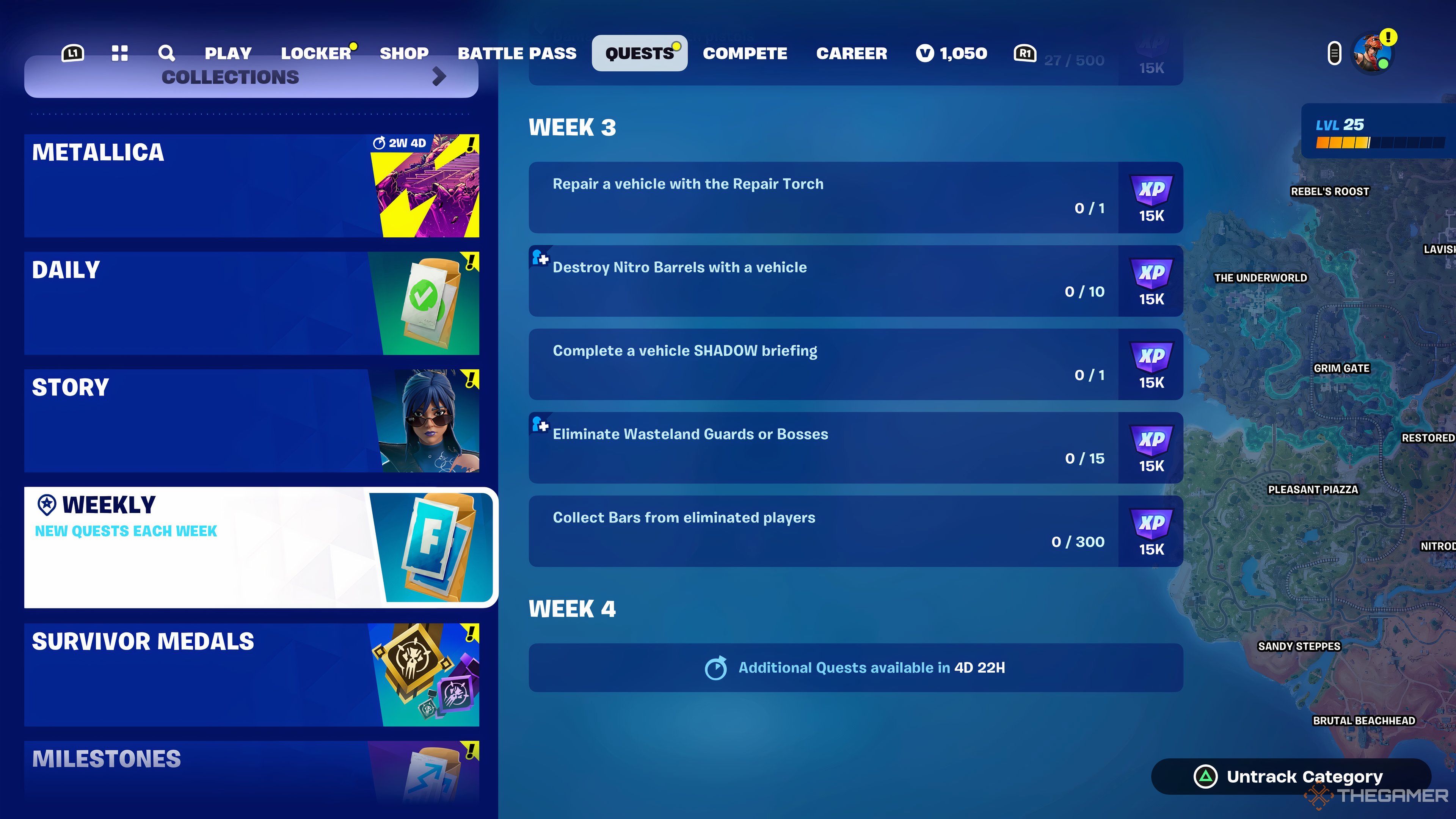 Screenshot of Week 3 Quests in Fortnite Chapter 5 Season 3.