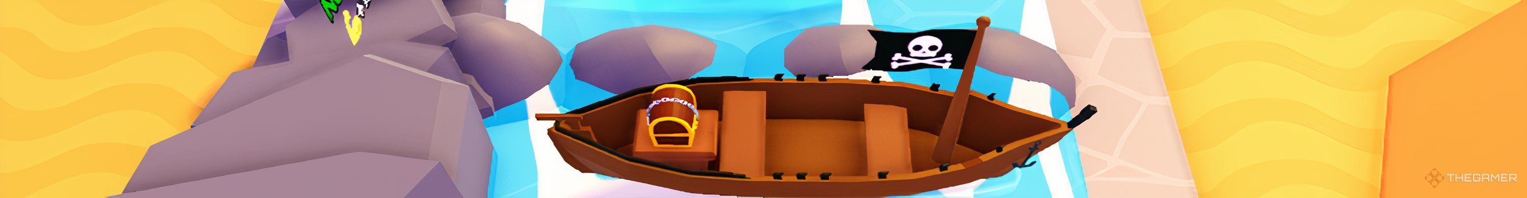 A pirate ship used for training Shark racers in the Roblox game Shark Bite Simulator.