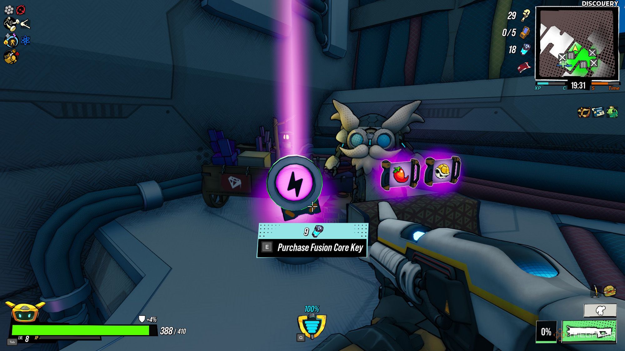 Player buys Fusion Core Key from HeisenBot in Roboquest