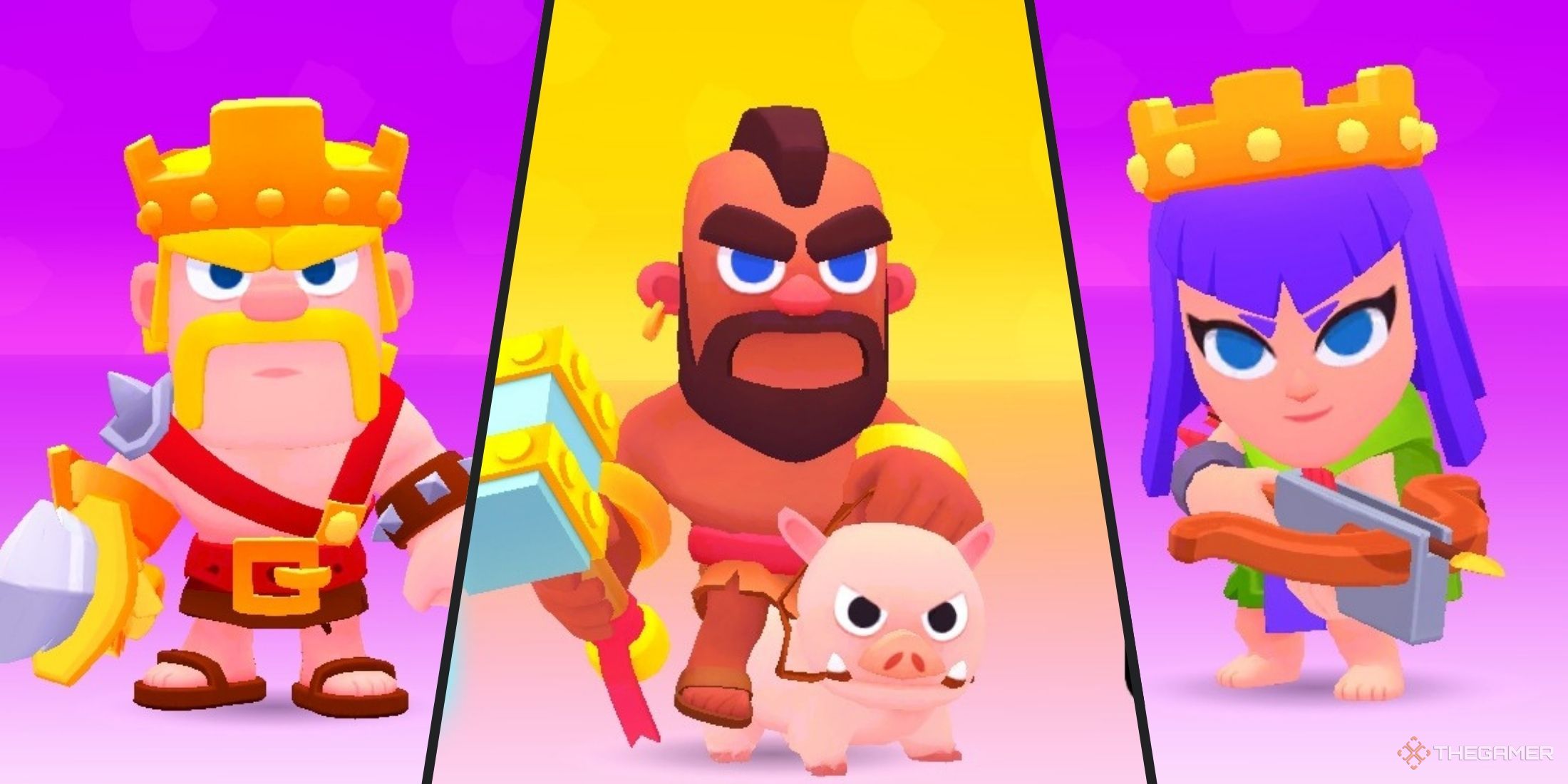 S Tier Characters in Squad Busters including Barbarian King, Hog Rider and Archer Queen.