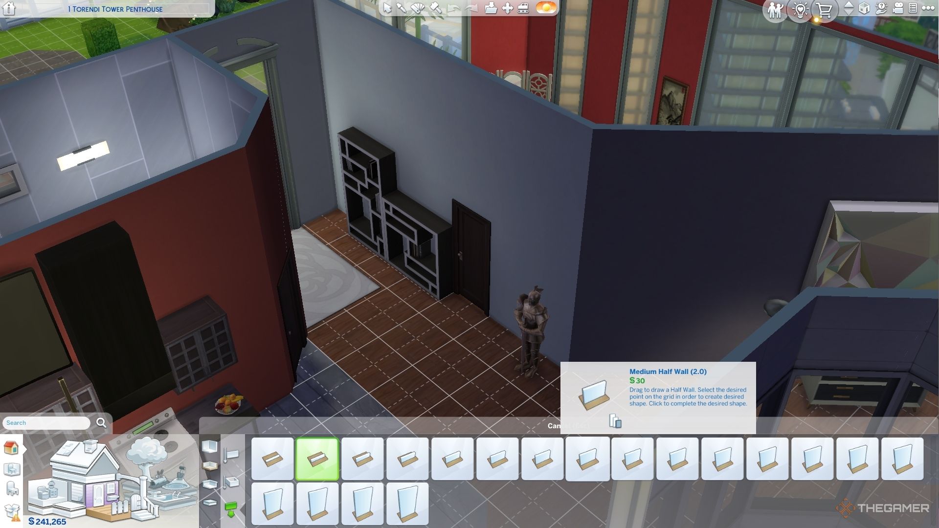 sims 4 half wall option highlighted