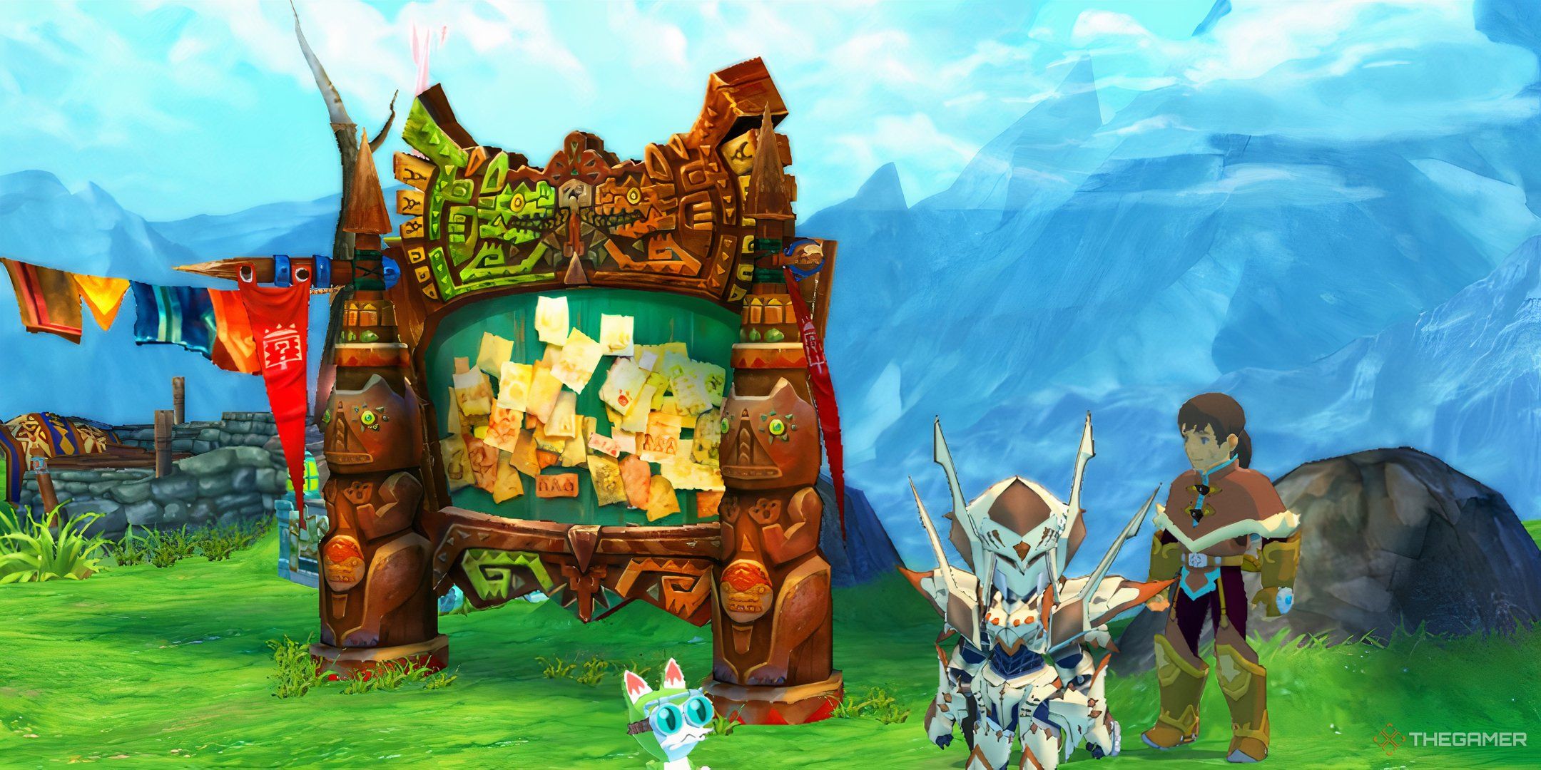 standing in front of the hakum village subquest board in monster hunter stories
