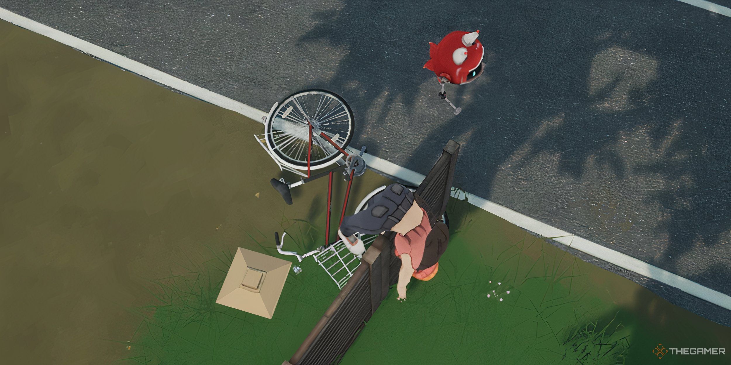 SunnySide crashing the bike into a fence