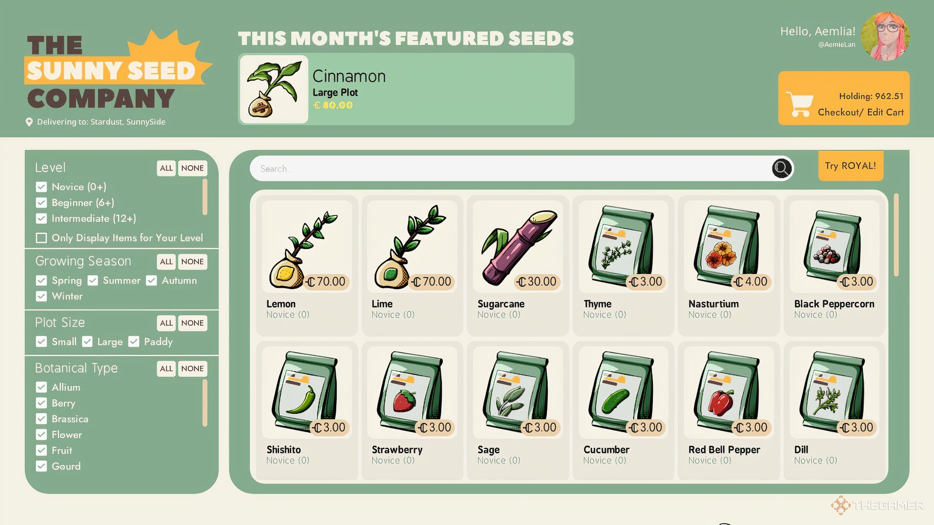 SunnySide ordering seeds online