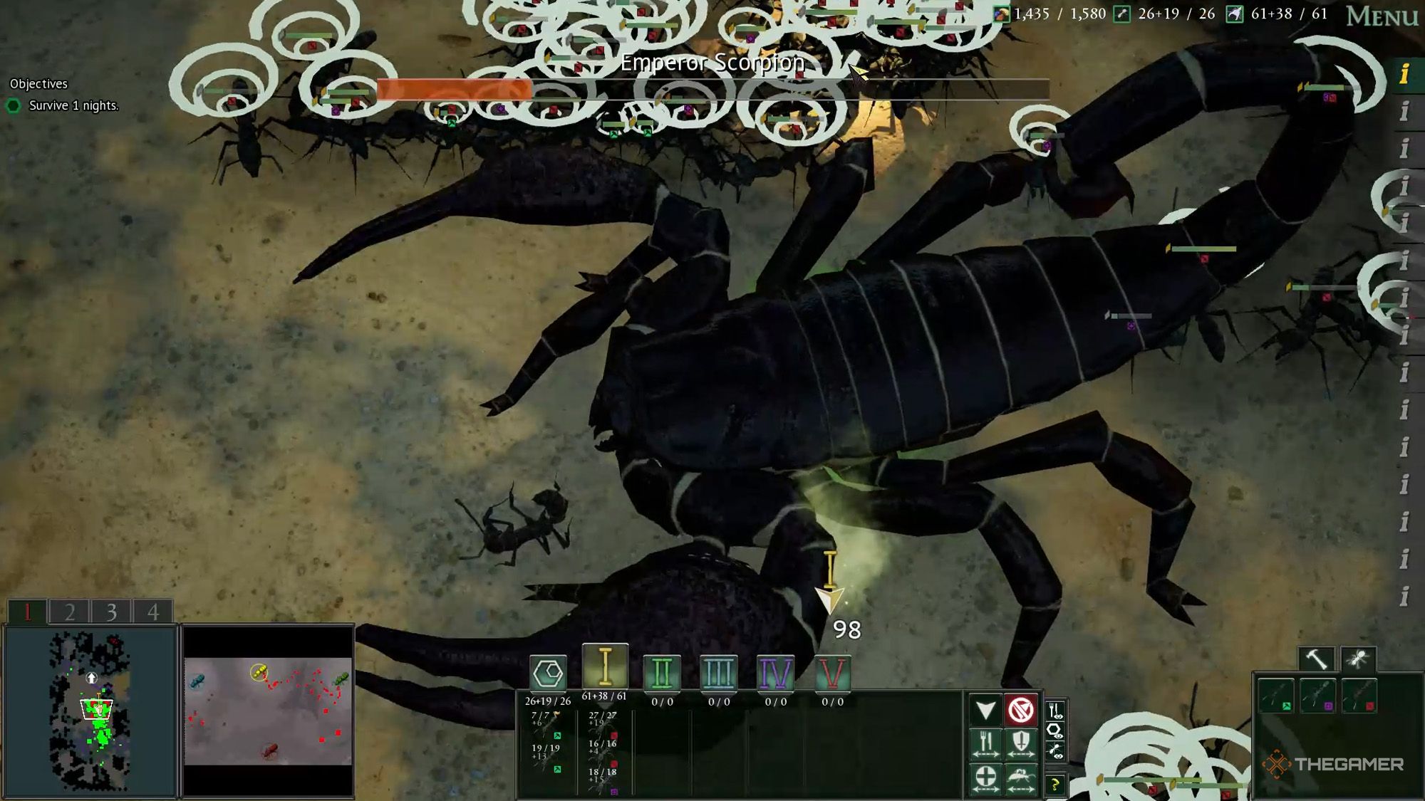 The Emperor Scorpion stuns ant warriors in Empires of the Undergrowth