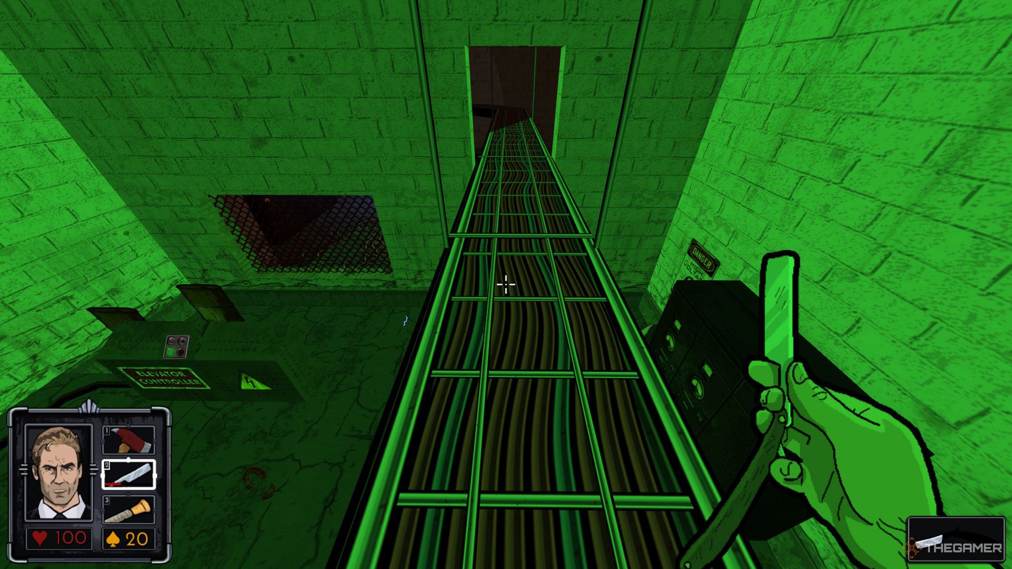 The player is leaving the generator room with the green light on in Fallen Aces
