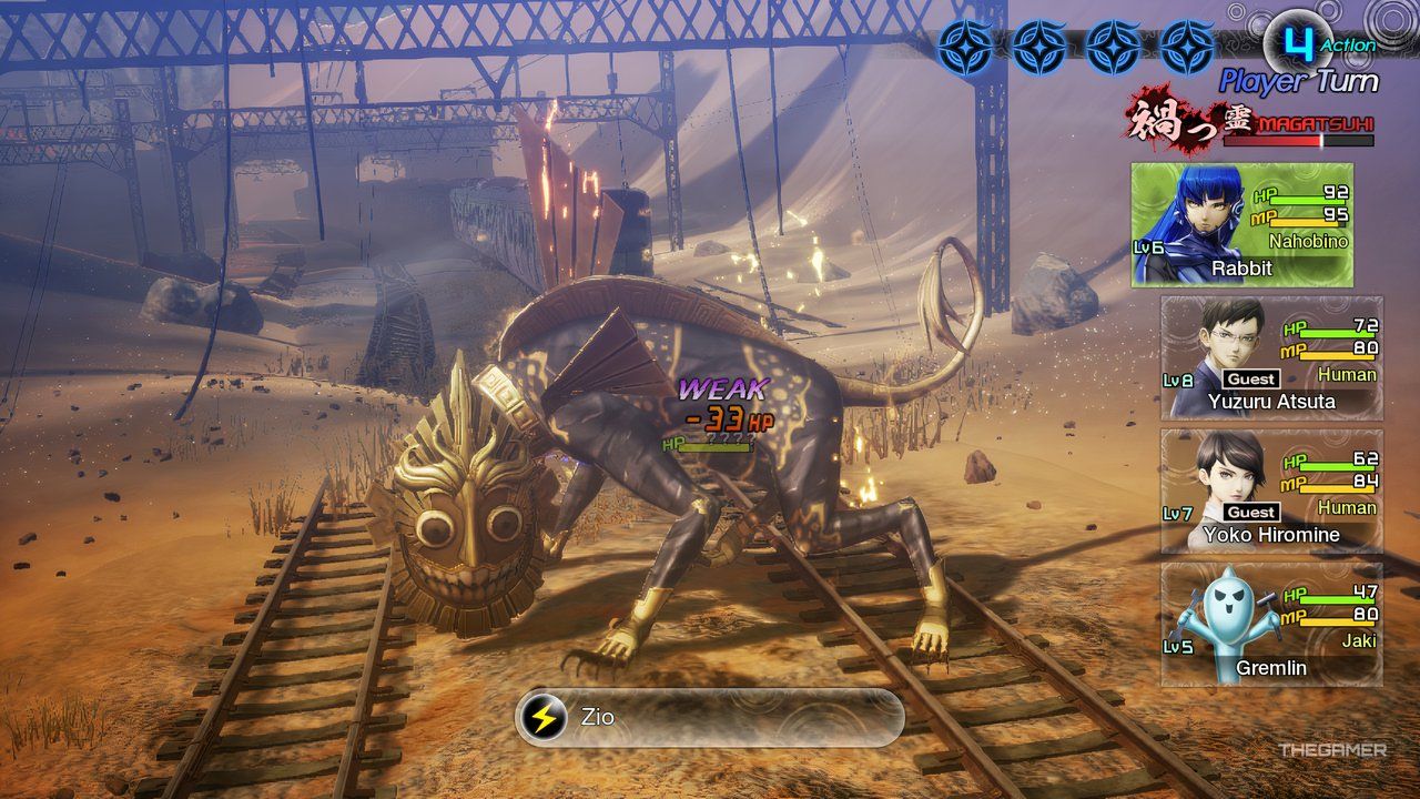Glasya-Labolas is getting hit with Zio, and it&rsquo;s weak to the Electric attack.