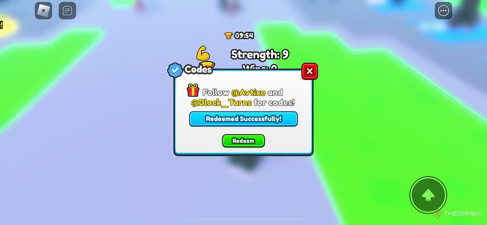A textbox for redeeming codes in' Rock Climb Simulator.