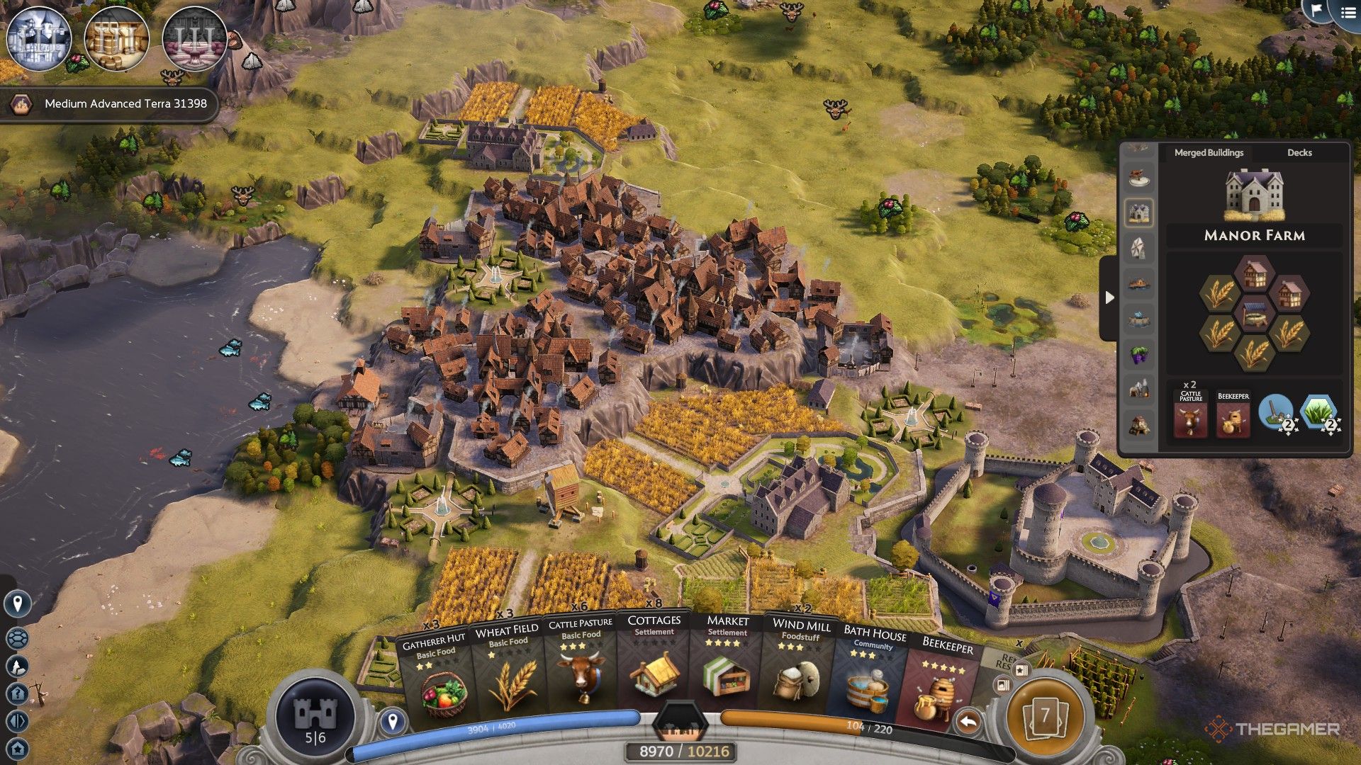 a city with parks and manor farms on the outskirts in terrascape.