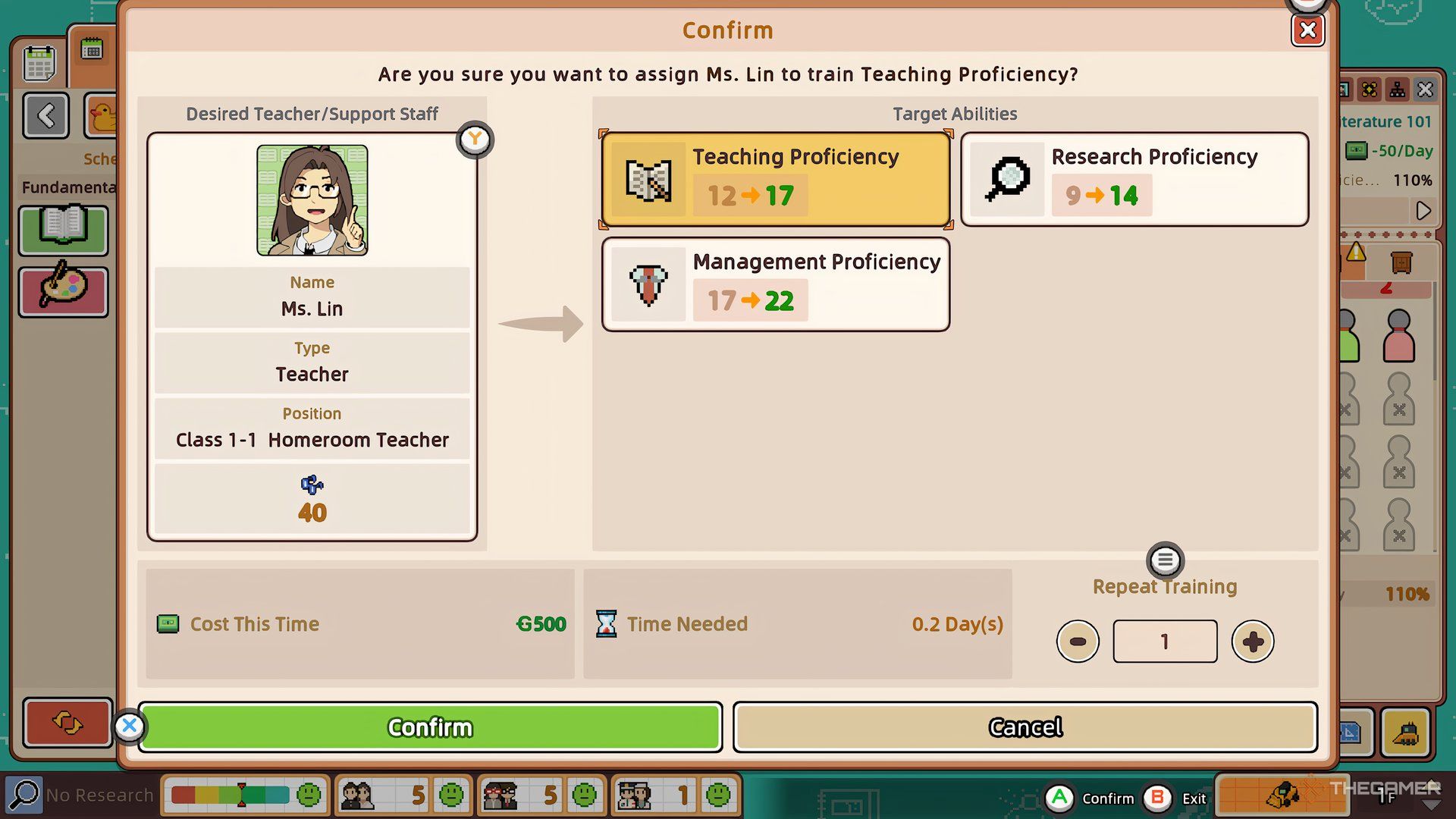 Training Menu Selecting A Proficiency To Train A Teacher In Let&rsquo;s School