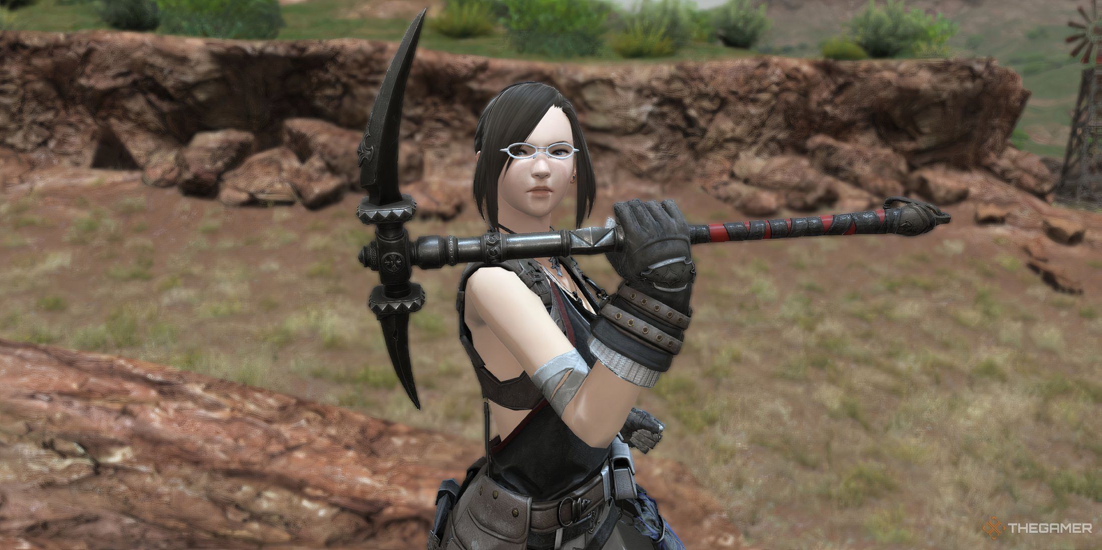 A miner holding their pickaxe in Final Fantasy 14 Dawntrail.