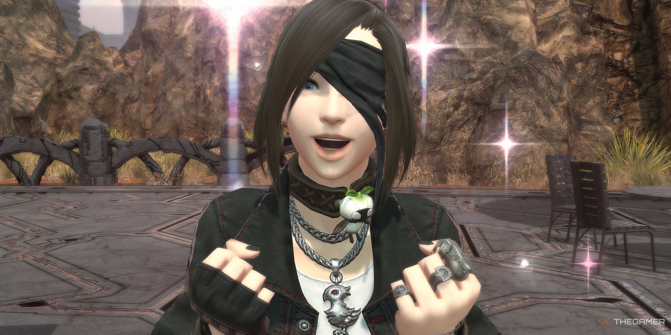 A player using the wow emote in Final Fantasy 14 Dawntrail.