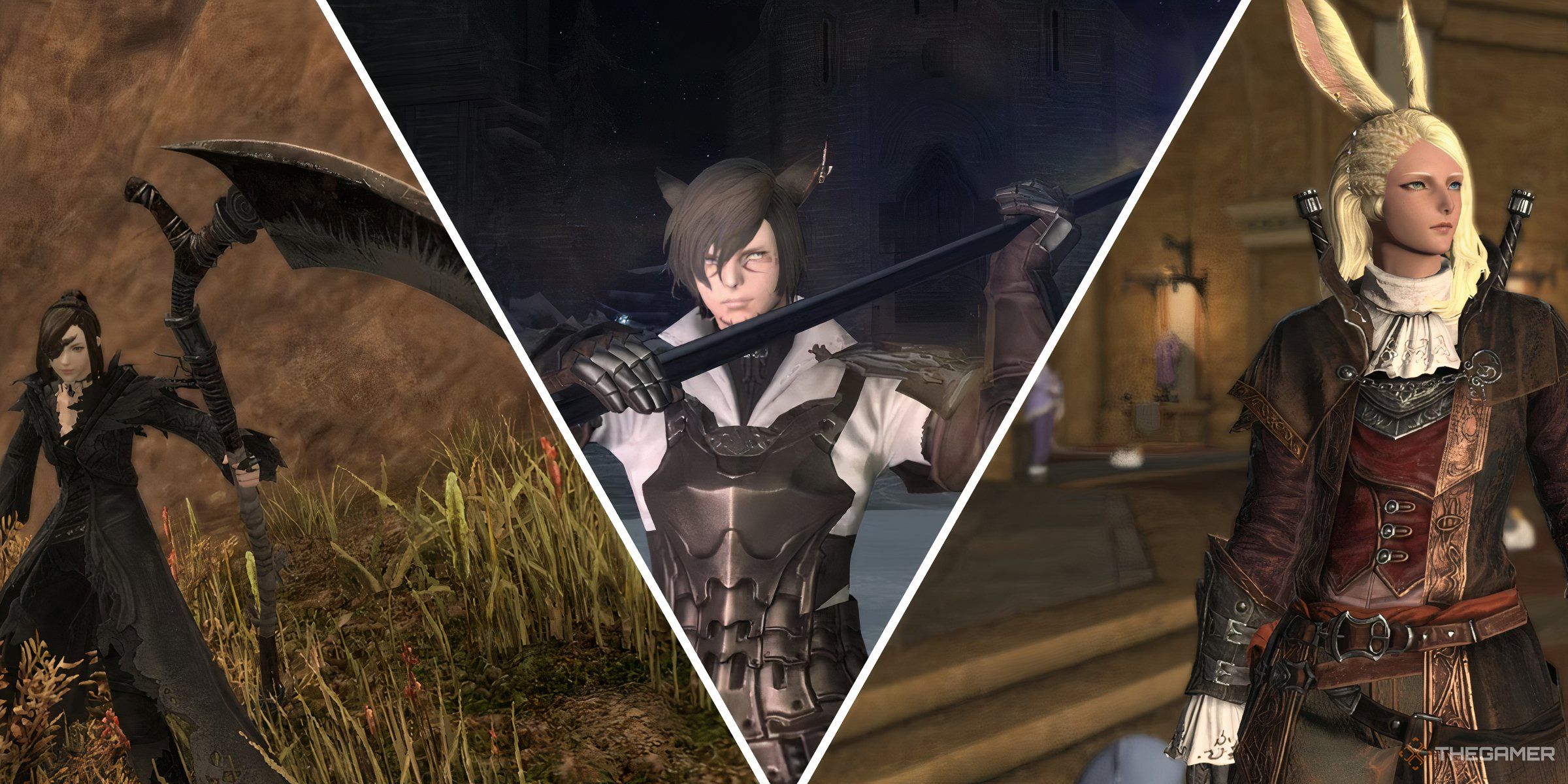 A reaper, lancer, and viper in Final Fantasy 14