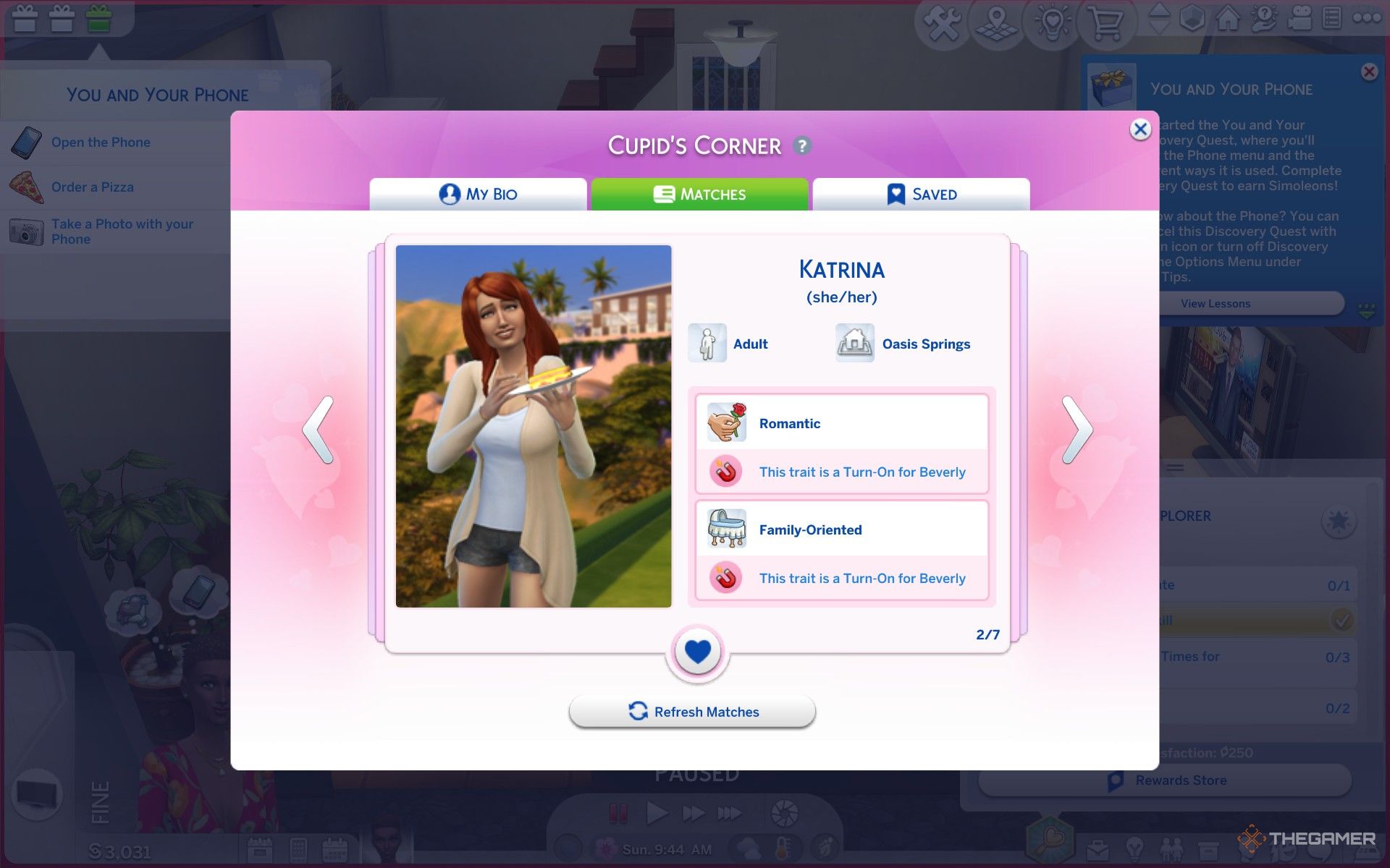 A Sim whose traits are both Turn-Ons on Cupid's Corner in The Sims 4 Lovestruck.