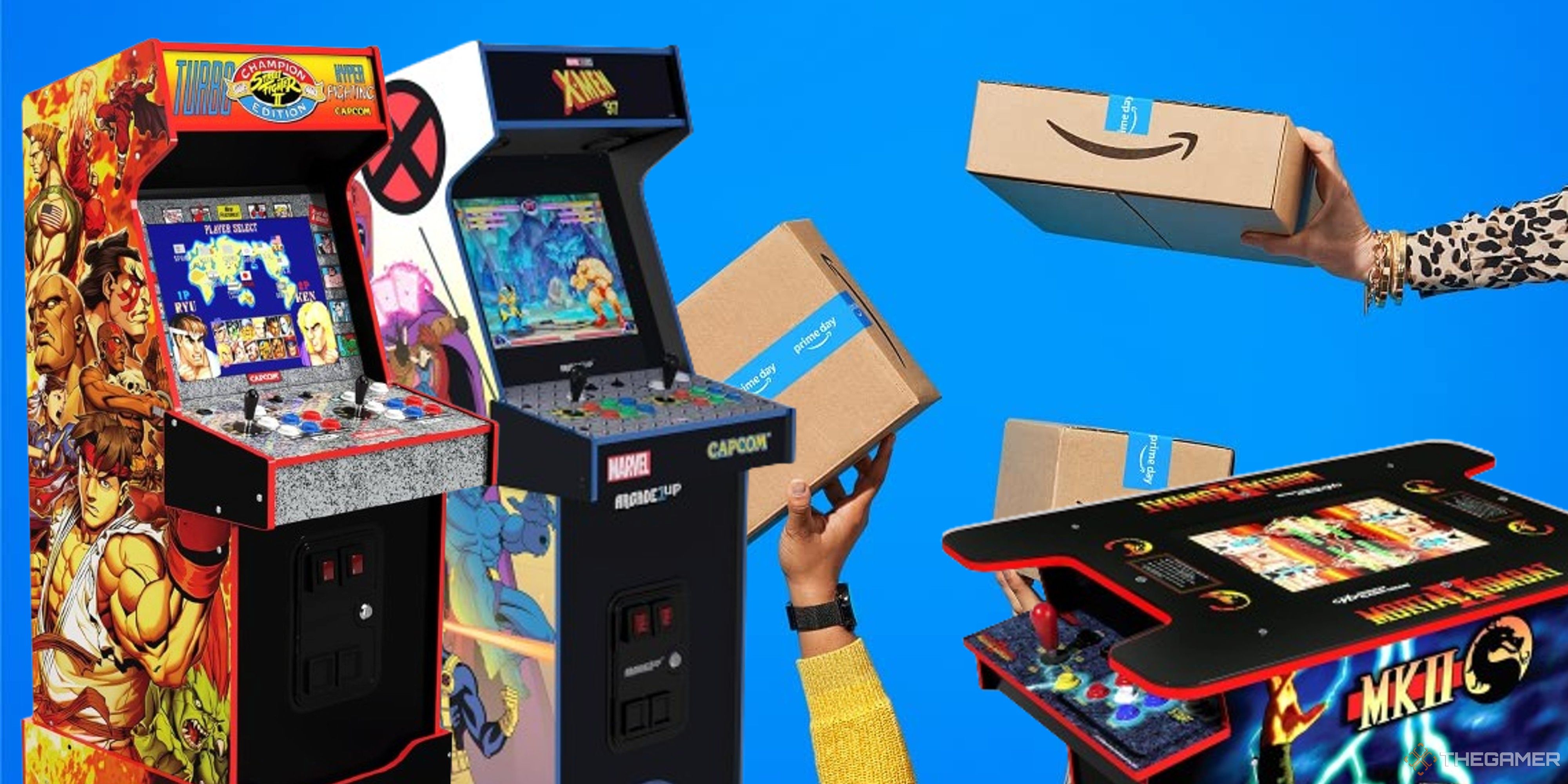 arcade1up machines on an amazon parcel background