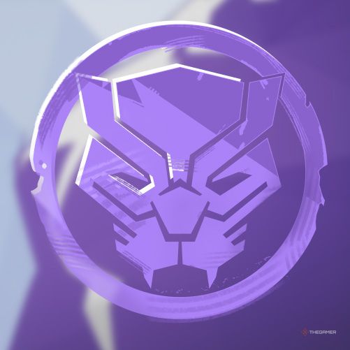 The Black Panther Emblem in Marvel Rivals features a vibrant purple outline of Black Panther's mask.