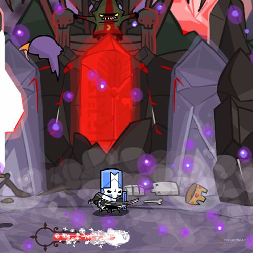 Blue Knight is standing in the final battle in Castle Crashers.