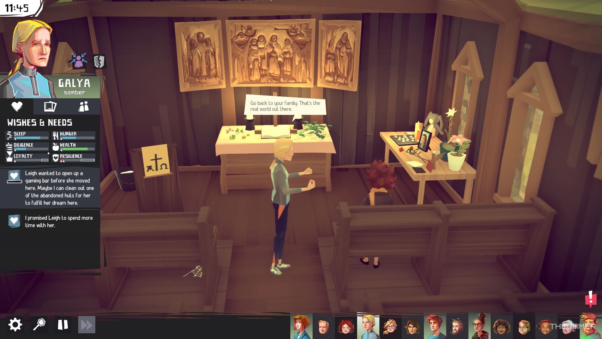 Closer The Distance Galya convinces Pia to go home in the chapel.