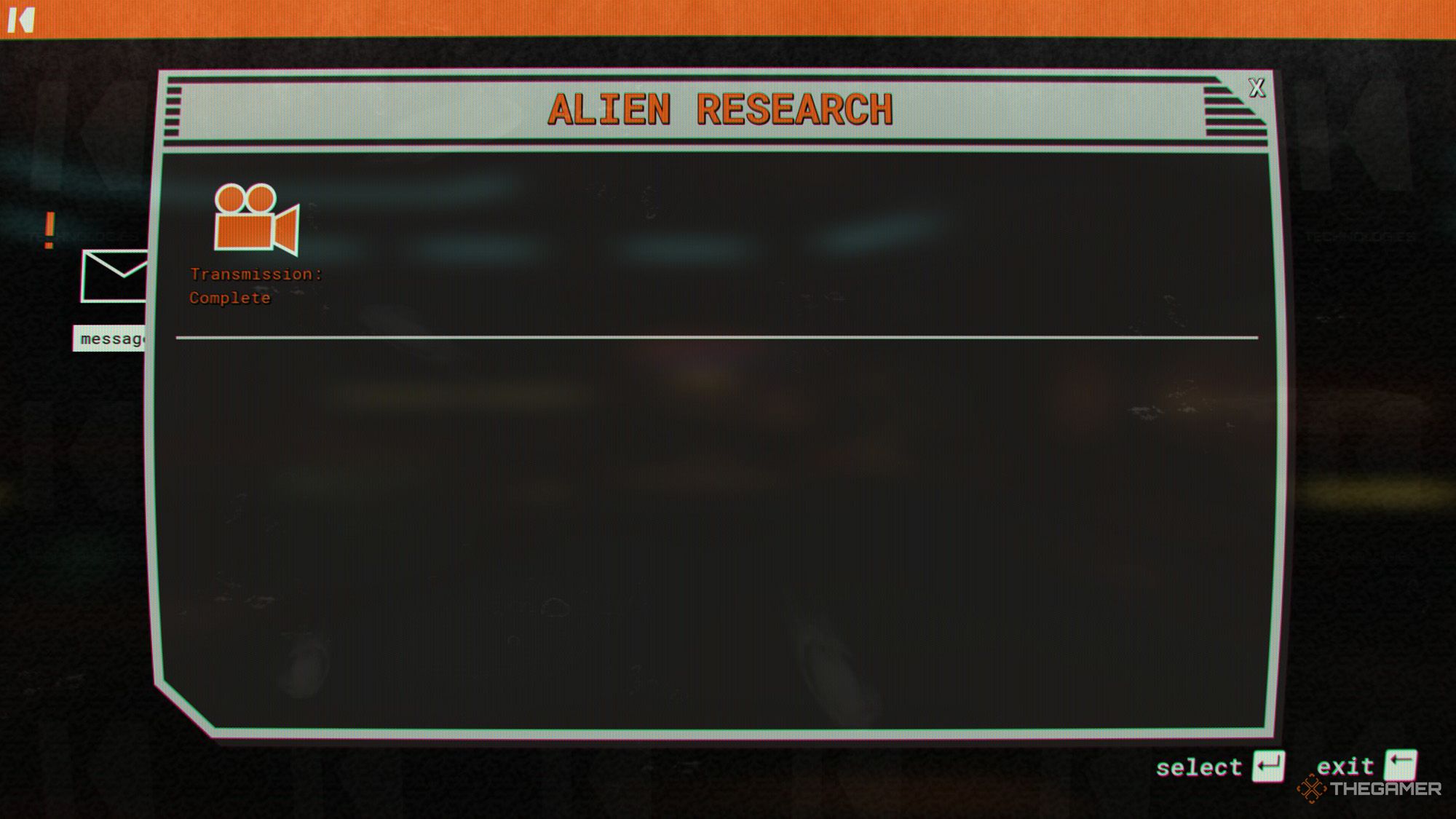 Computer screen shows a window about Alien Research in Journey To The Savage Planet.