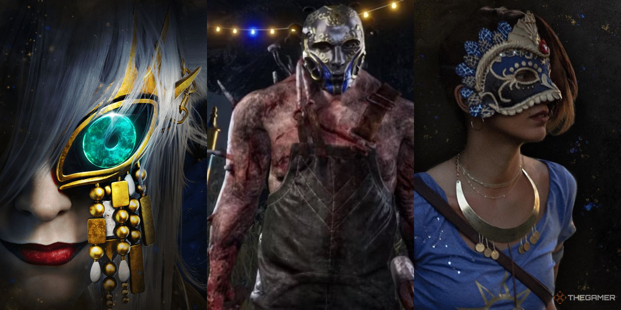 Split images of Twisted Masquerade Masks in Dead By Daylight