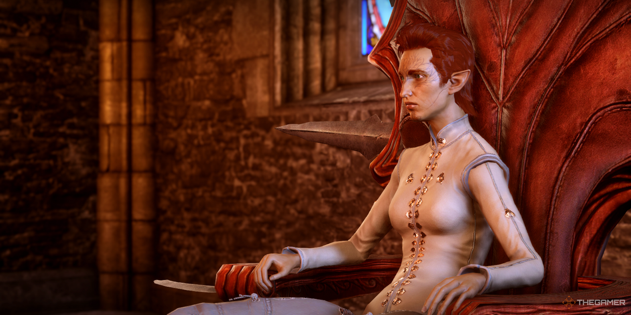 Dragon Age Inquisition the Inquisitor sat in the throne