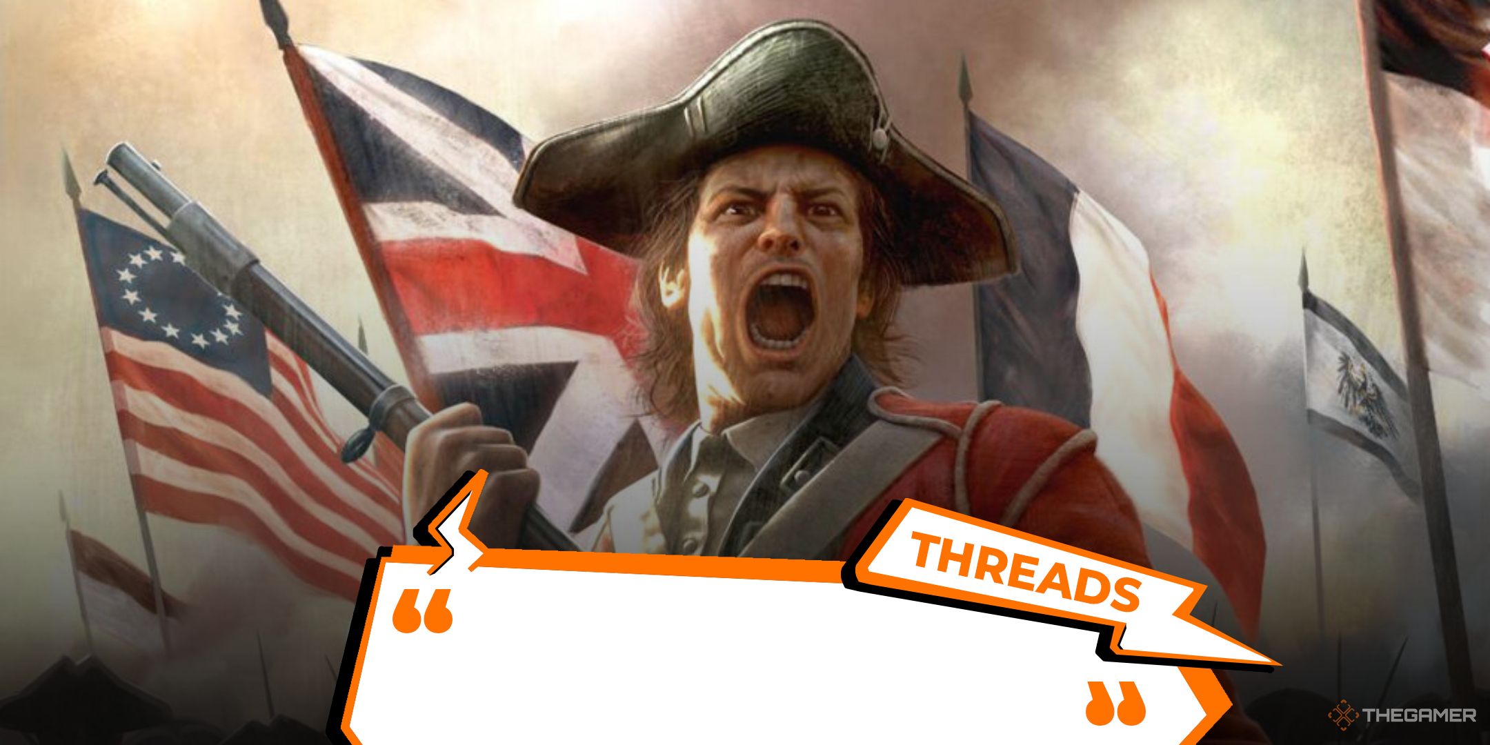 the cover art for empire total war with thegamer's threads logo superimposed