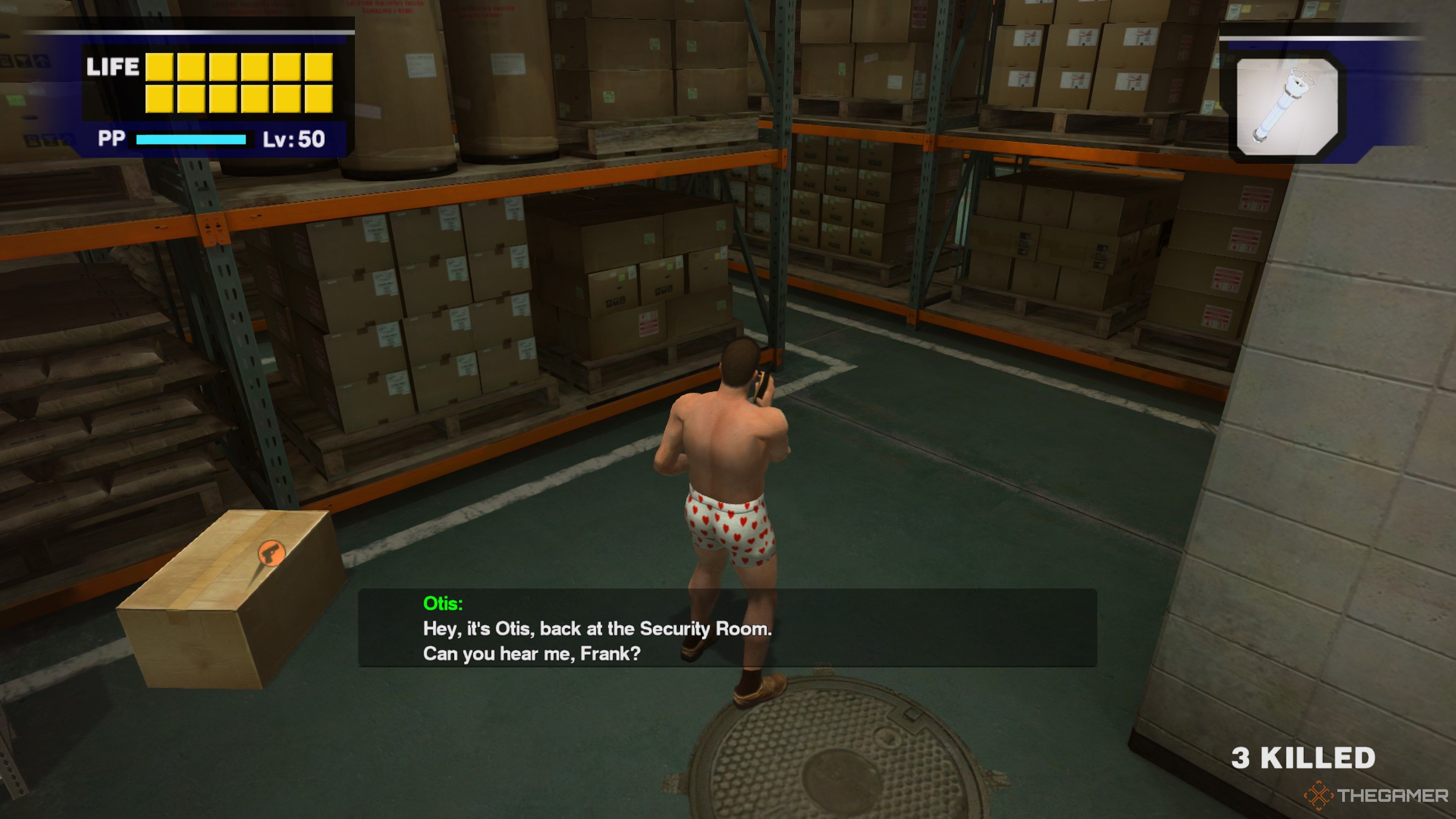 Being called by Otis in the warehouse in Dead Rising