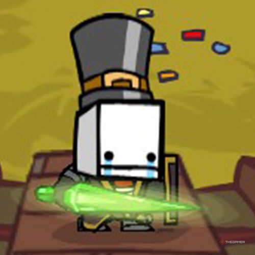 Hatty Hattington is standing on a table in Castle Crashers