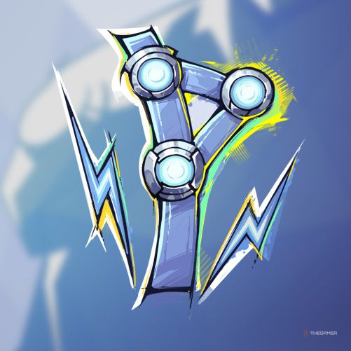 The Herald Of Thunder Spray in Marvel Rivals features a band with three blue orbs emanating lightning bolts.