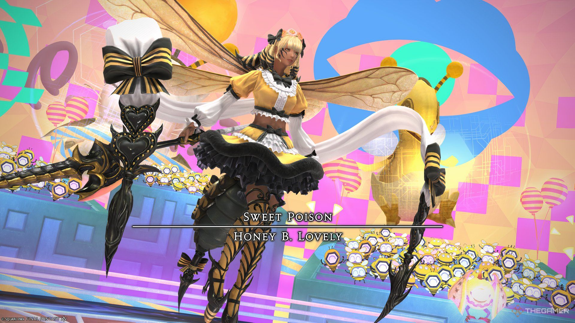 Honey B Lovely in the Arcadion در Final Fantasy 14 Dawntrail.