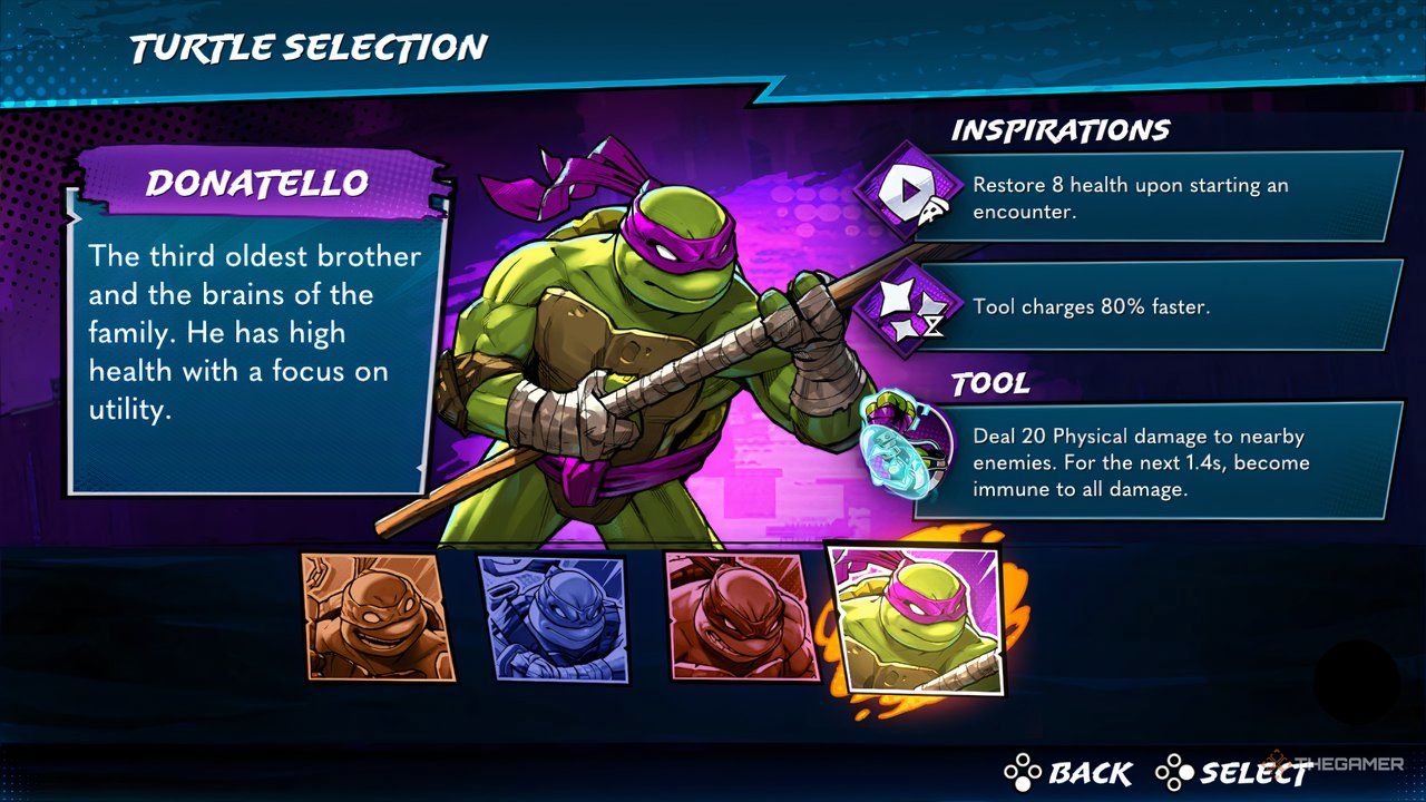 Donatello in Teenage Mutant Ninja Turtles: Splintered Fate.