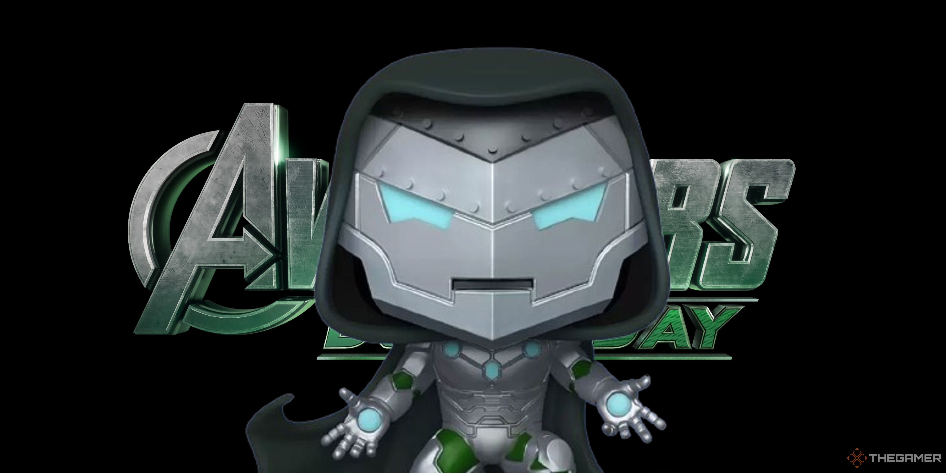 infamous iron man funko pop on the avengers doomsday logo