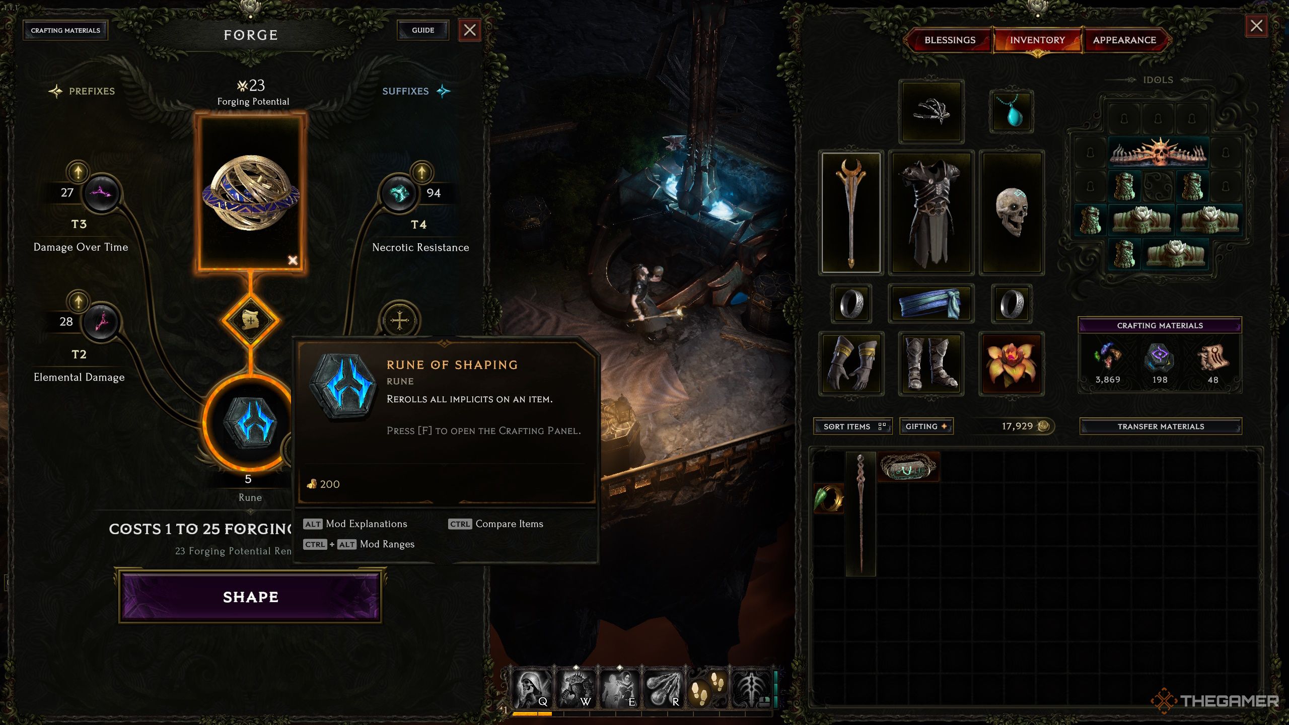 Rune of Reshaping in Last Epoch&rsquo;s forging screen.