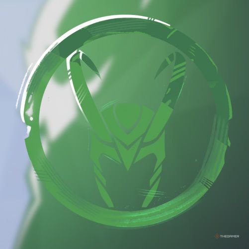 The Loki Emblem in Marvel Rivals features a bright green outline of Loki's horns.