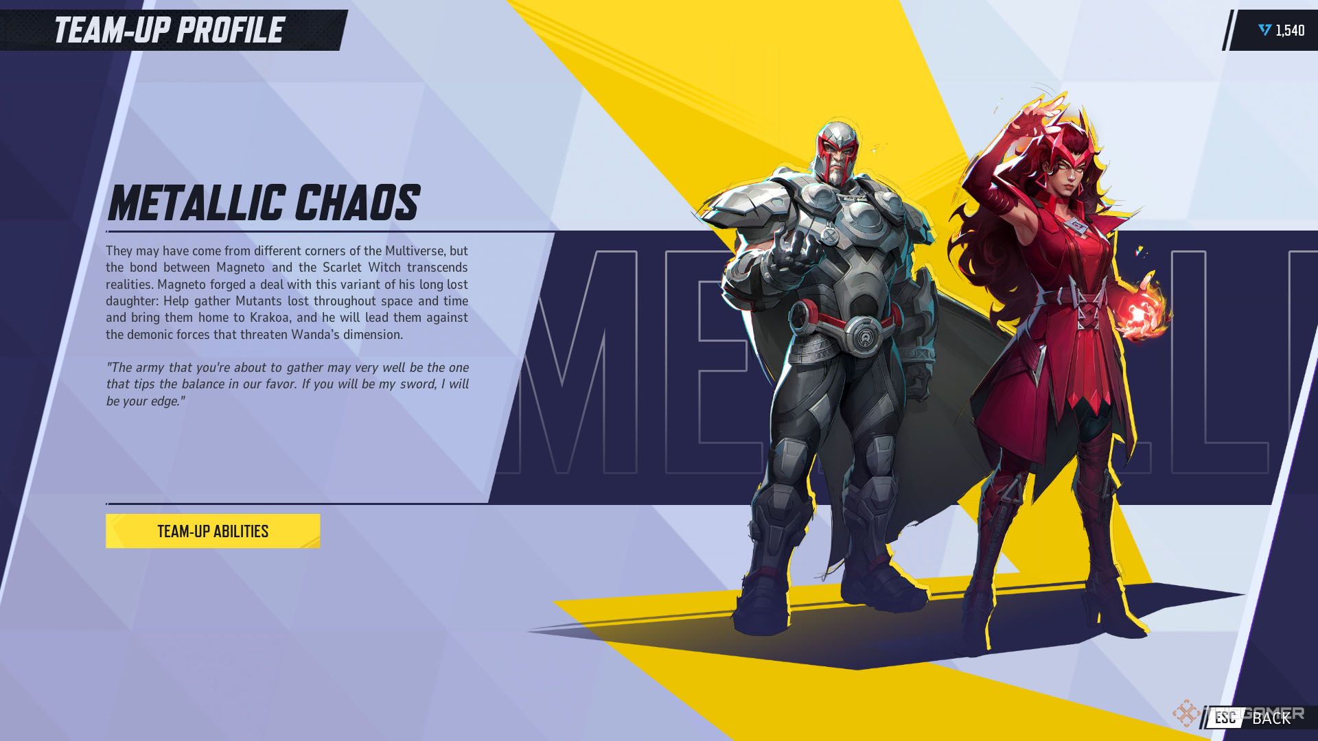در Marvel Rivals، تیم Metallic Chaos شامل Magneto و Scarlet Witch است.
